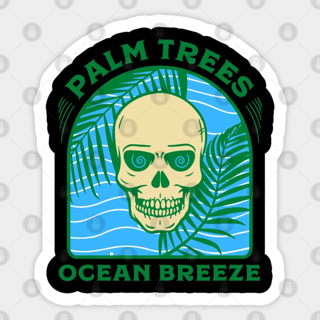 Palm Trees Ocean Breeze Skeleton Beach Party Sticker by Hypnotic Highs